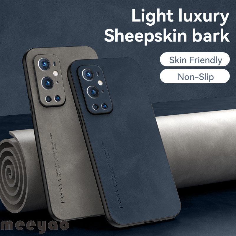 Case OnePlus 9 9 Pro 9R 9RT 9 1+ Soft Leather Phone Case Authentic Camera Protection Luxury Sheep Bark Cover