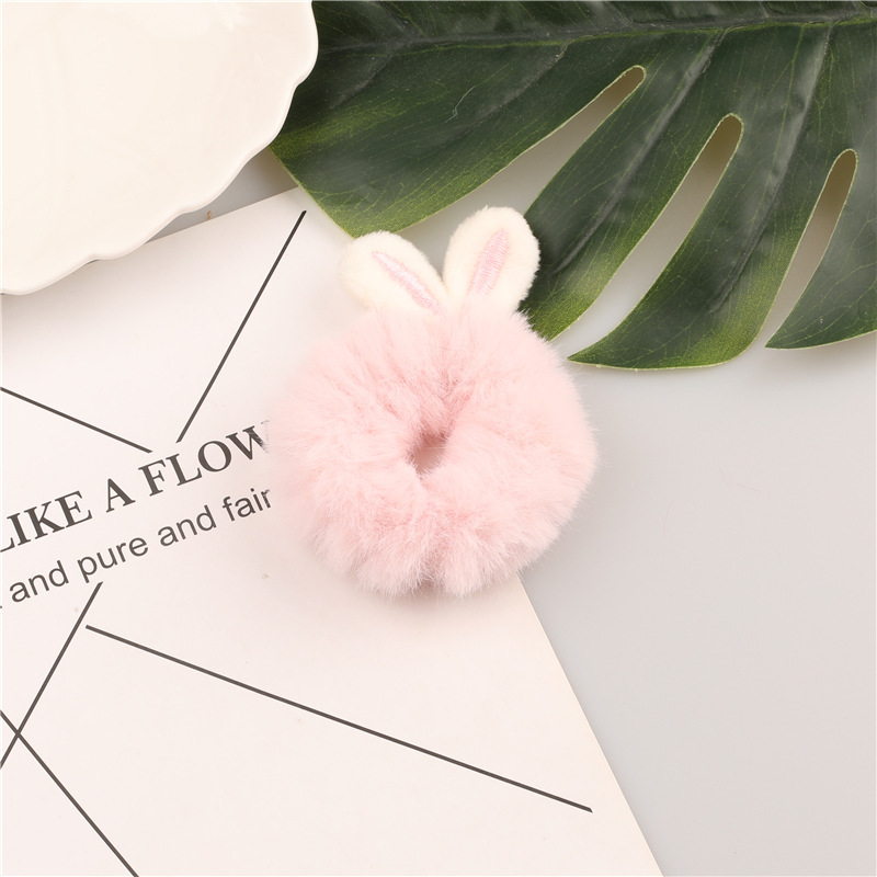 Dây buộc tóc lông xù tai thỏ dễ thương
