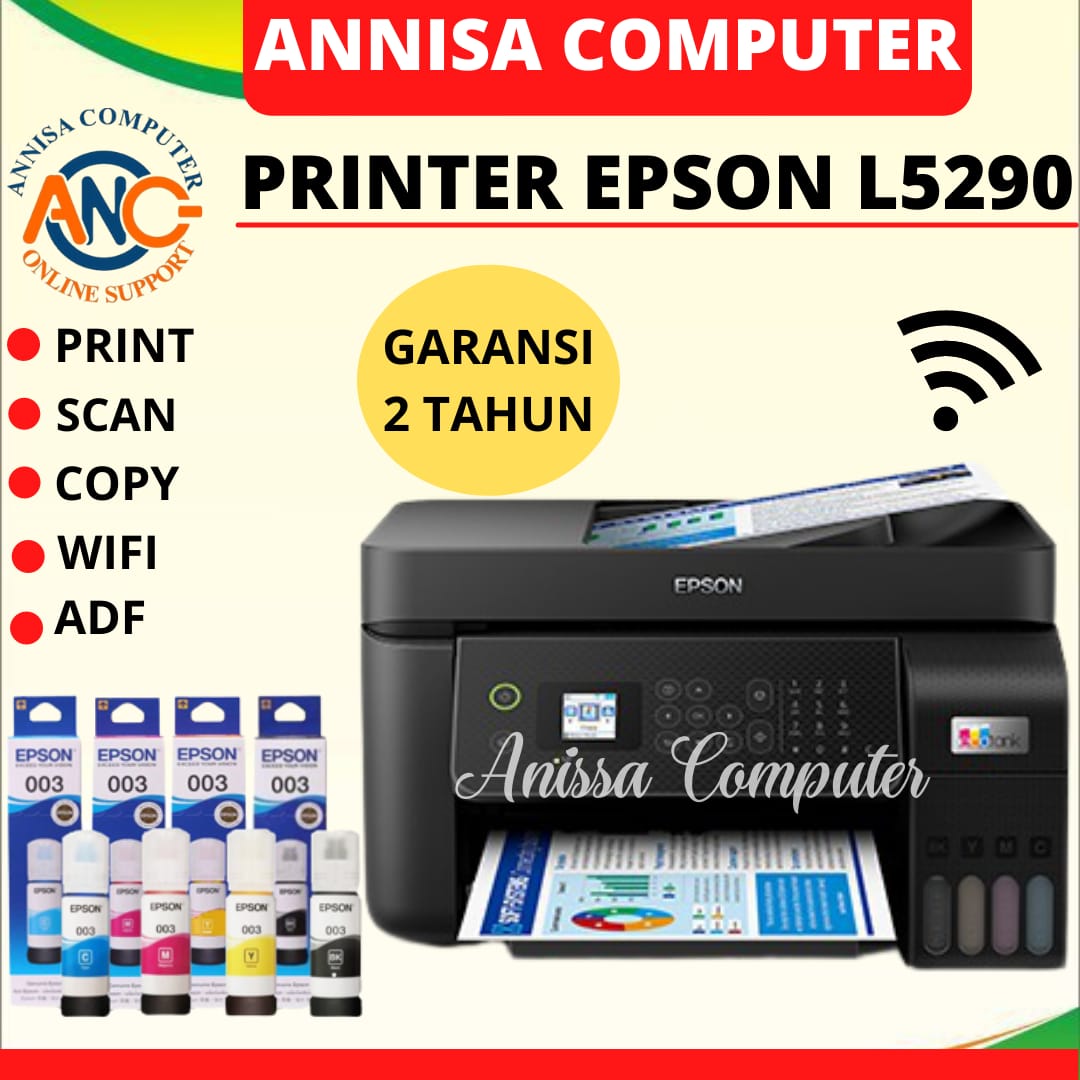 Printer Epson L5290 Ecotank Print Scan Copy Wifi Adf Pengganti L5190