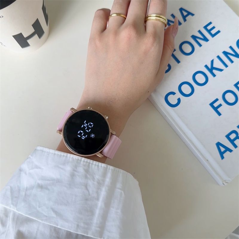 Cool Fashion Technology Sense round Digital Electronic Watch Male and Female Student Party Korean Simple Mori College Style