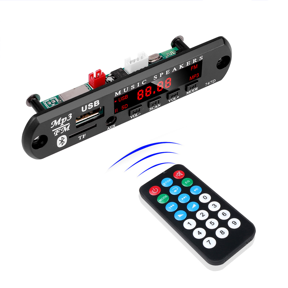 KEBIDU Bảng Mạch Giải Mã Máy Nghe Nhạc MP3 Bluetooth 5.0 Không Dây 9-12V Mô-đun 9-12V USB Thẻ TF Đài FM AUXWith Điều Khiển Từ Xa