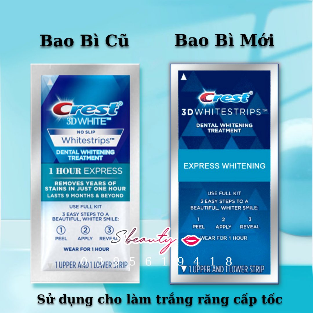 Set 7 gói - 14 Miếng dán trắng răng Crest 3D White chính hãng Mỹ - Miếng dán trắng răng Crest Professional, Supreme Bright, Glamorous, 1hour, Supreme Bright giúp hàm răng trắng sáng mạnh mẽ