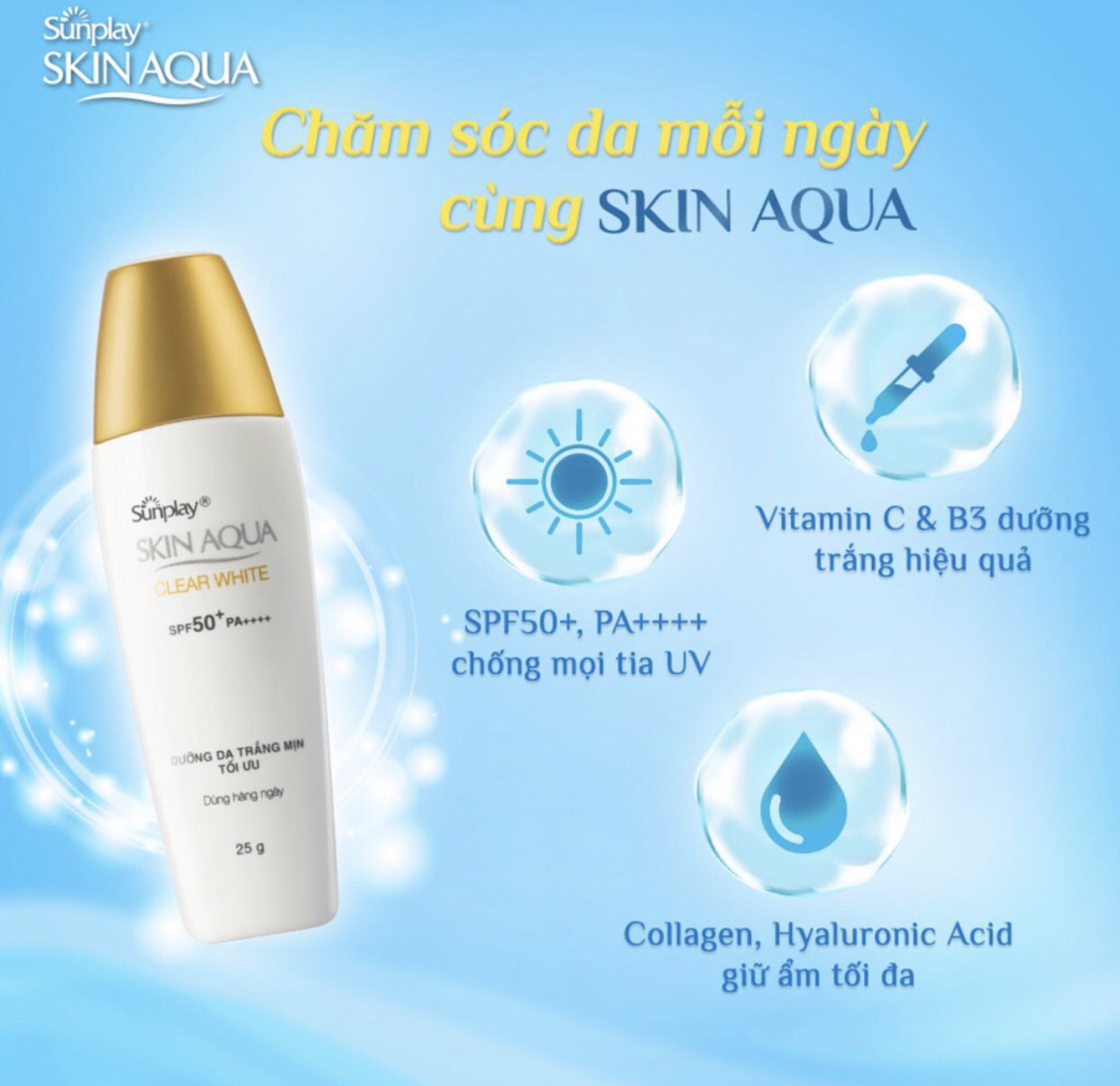 Kem chống nắng Skin Aqua nắp vàng Sunplay Clear White SPF50+ PA++++ 30g thumbnail