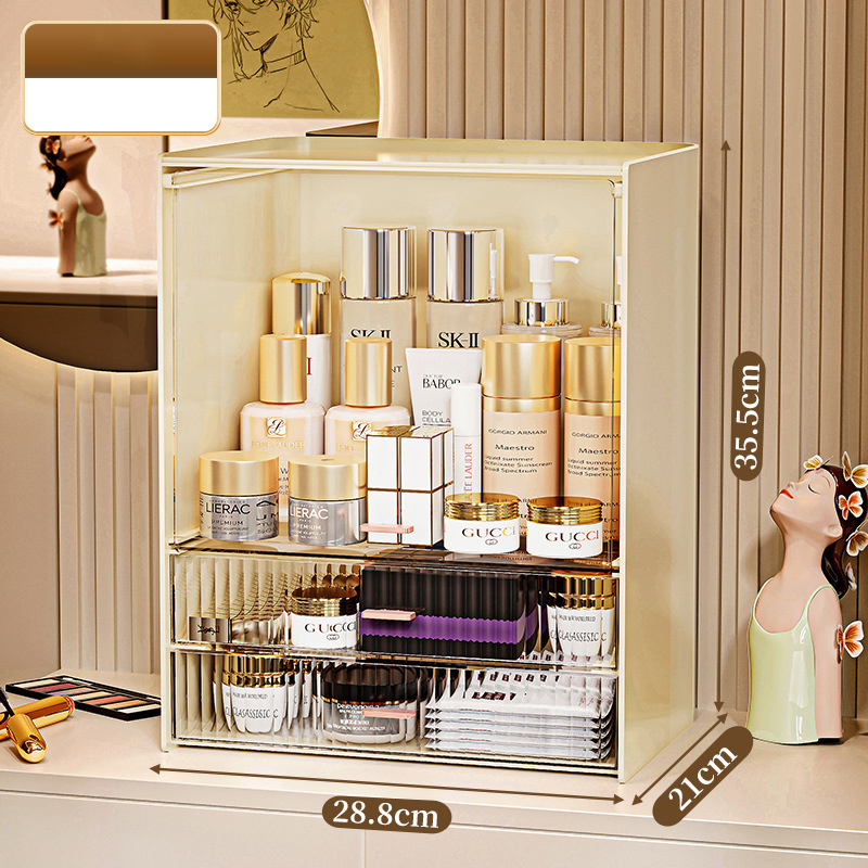 Cosmetics storage box, desktop large-capacity dust-proof skin care products, lipstick storage box, dresser, storage shelf