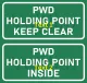 Fire Code PWD Holding Point Keep Clear | Inside Sign Label Sticker 420mm x 200mm Voltlim SKU 1028. 