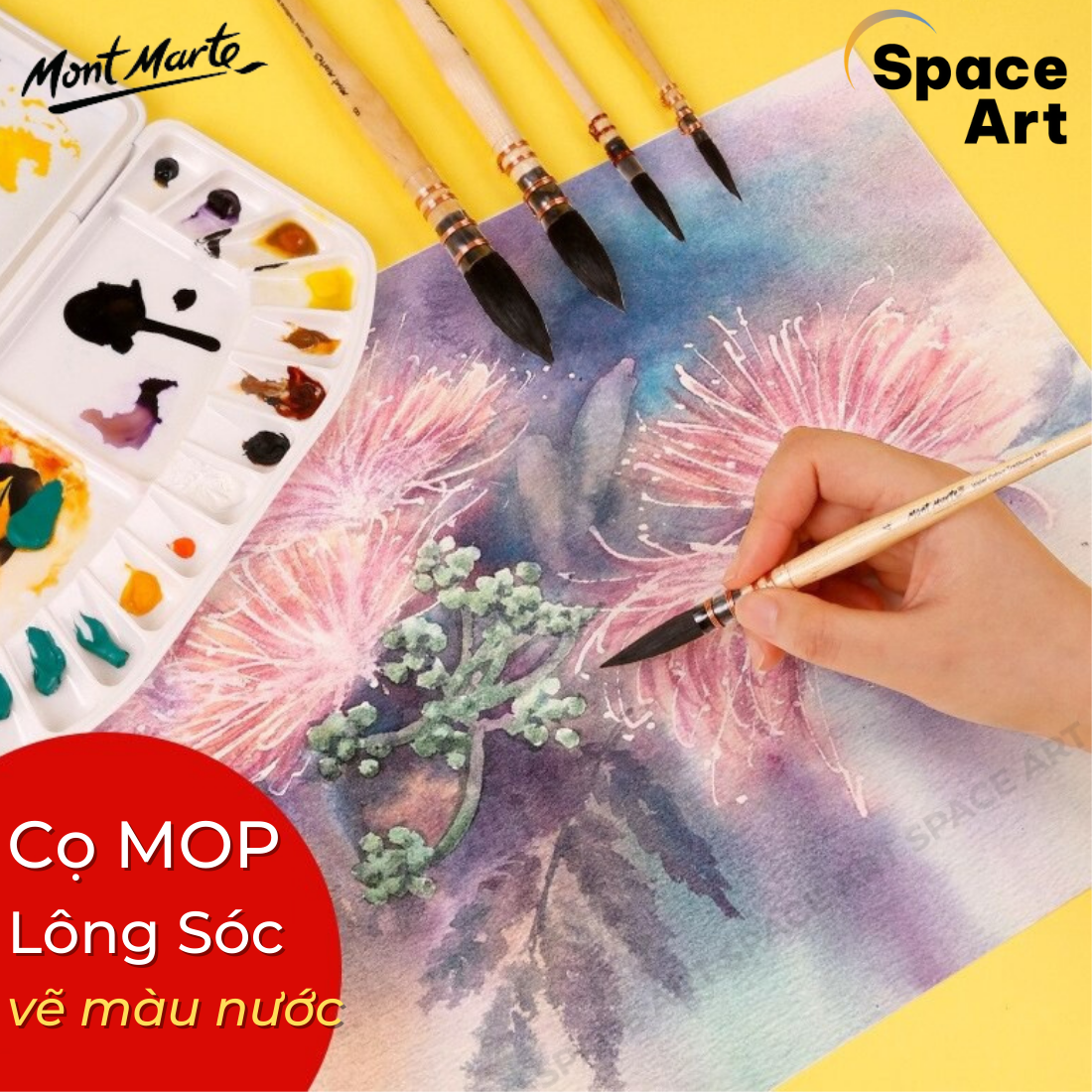 Cọ mop lông sóc mont marte vẽ màu nước