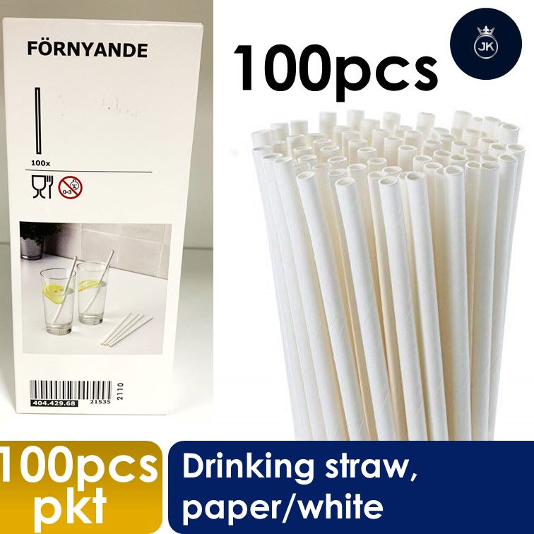 FÖRNYANDE drinking straw, paper/white - IKEA