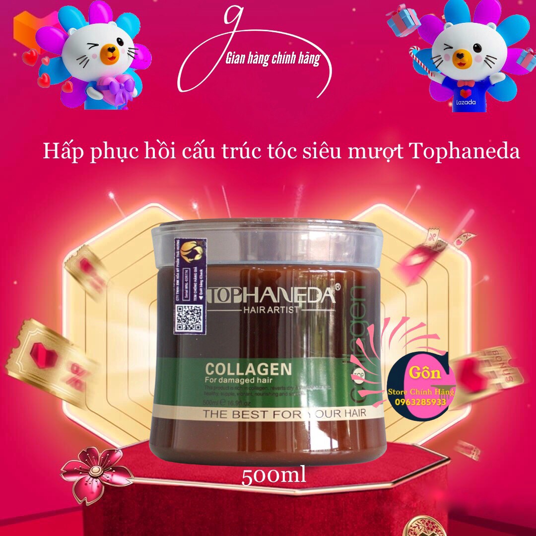 Ủ Tóc  Kem Ủ Tóc Phục Hồi Haneda Top Collagen 500ml hấp tóc chính hãng