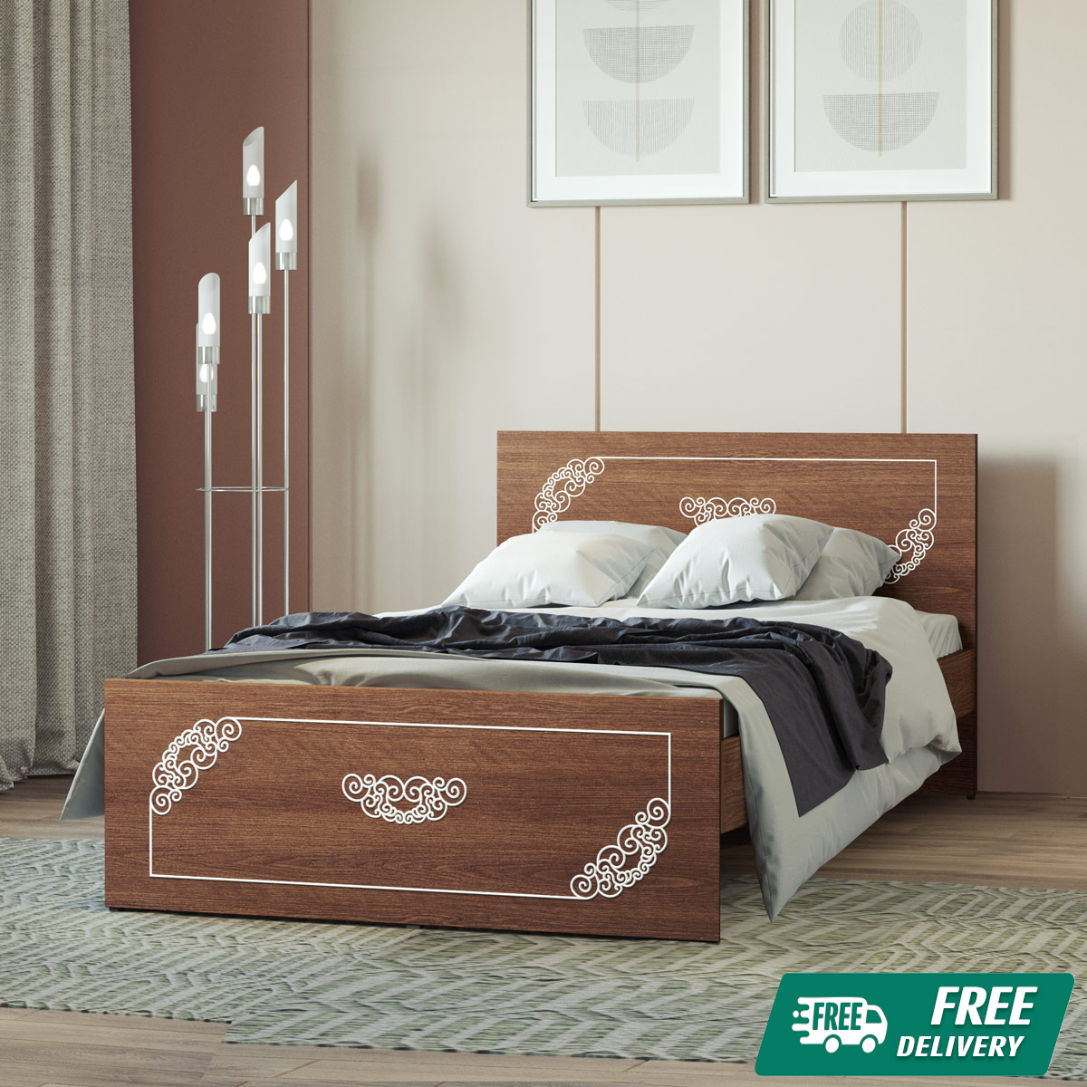 Regal Laminated Board Charly Single Bed - Antique BDH-143-1-1-20 993232