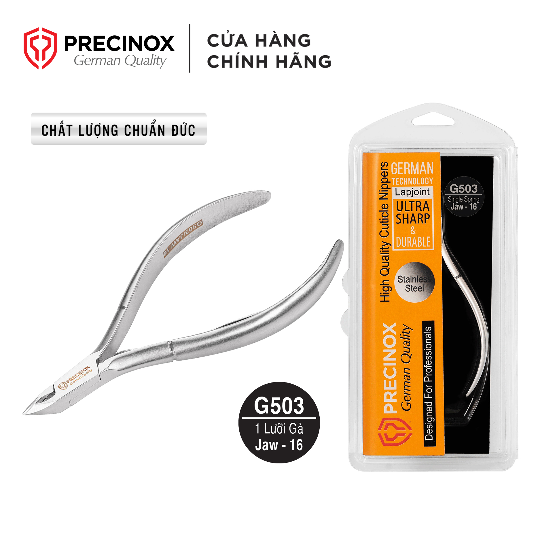 Kềm cắt da cán mờ precinox thương hiệu đức g503 lưỡi gà jaw16