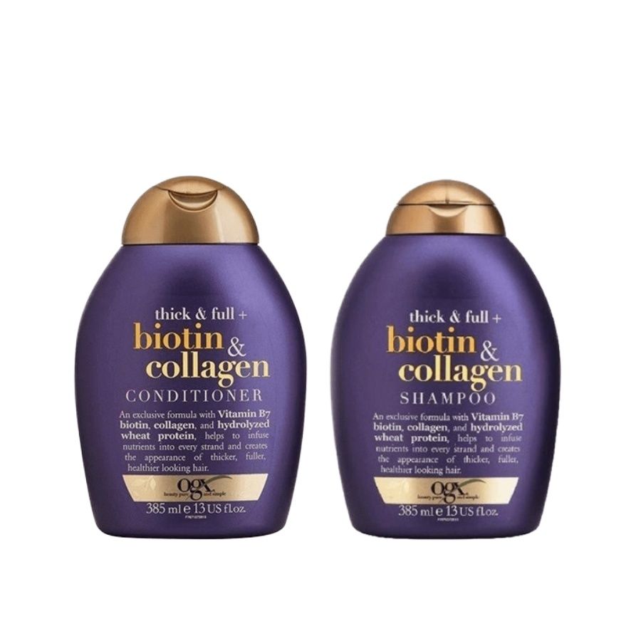 Dầu gội xả OGX Thick & Full Biotin & Collagen Màu Tím (385ml/chai)