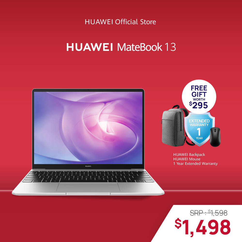 HUAWEI MateBook 13 Laptop (16GB RAM / 512GB SSD / Nvidia GeForce MX250 / 13.3" Screen / 2K FullView Touch Display / Huawei Share / 10th Gen Intel Chipset)