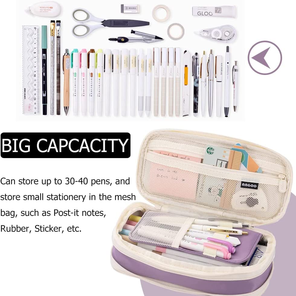 【Bestselling Product】 Large Capacity Double Layer Canvas Pencil Case for Students Box Office Student Pen Bag Stationery Back to School Supplies.