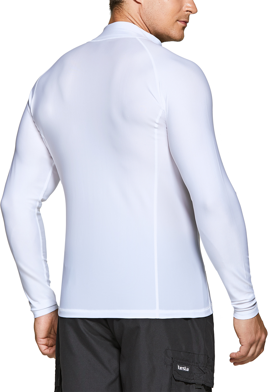 Quick-Dry Rash Guard for Men TSLA Swimwear Short Sleeve Top UV Protection UPF 50 