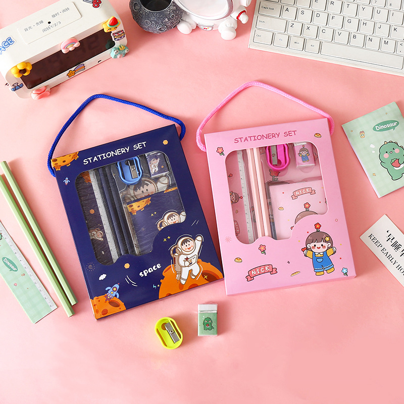 6Pcs%20Creative%20Children%20Stationery%20Set%20Cartoon%20Pencil%20Sharpener%20Eraser%20Note%20Book%20Ruler%20Pencil%20Kawaii%20School%20Supplies%20Gifts%20-%20Image%204