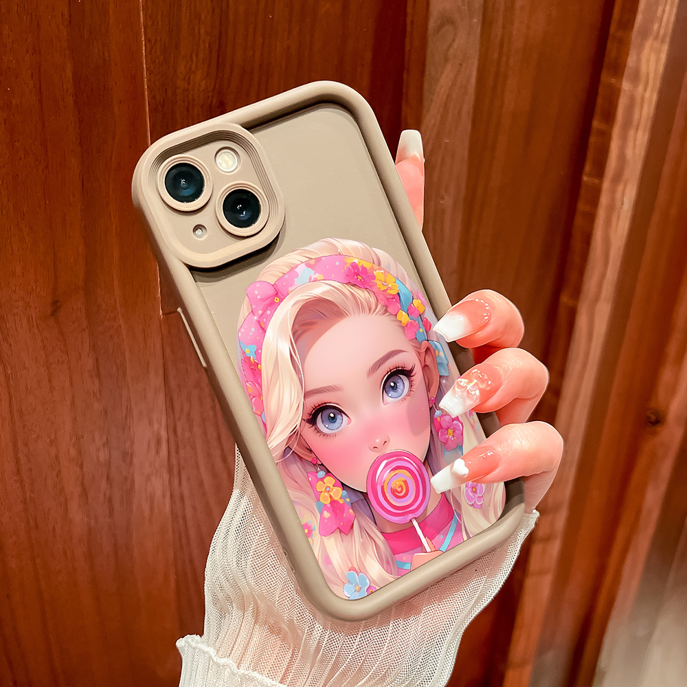 ZCSIBORUI for Infinix Note 30 4G 5G Back Cover Pink Lollipop Barbie Pattern Soft Camera Protection Rubber Square Ladder Phone Case. 