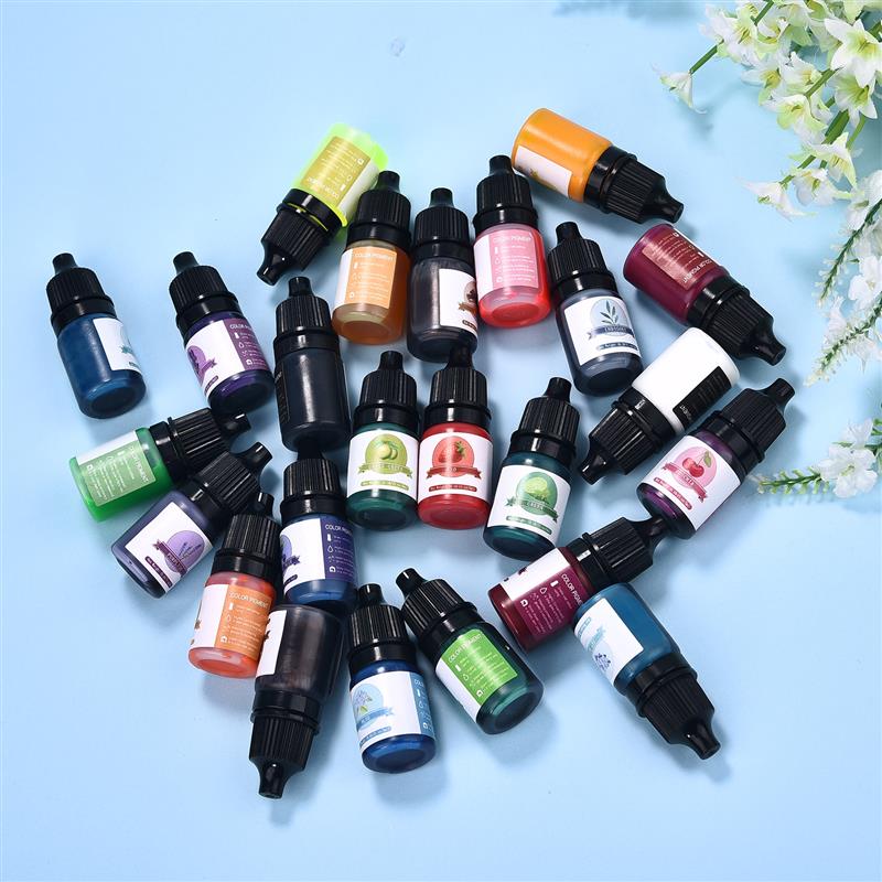24 Colour Diy Epoxy Resin Pigment Kit Diffusion Candle Dyes Art Ink Liquid Colorant Dye Diy Jewelry Making 5ml/bottle.