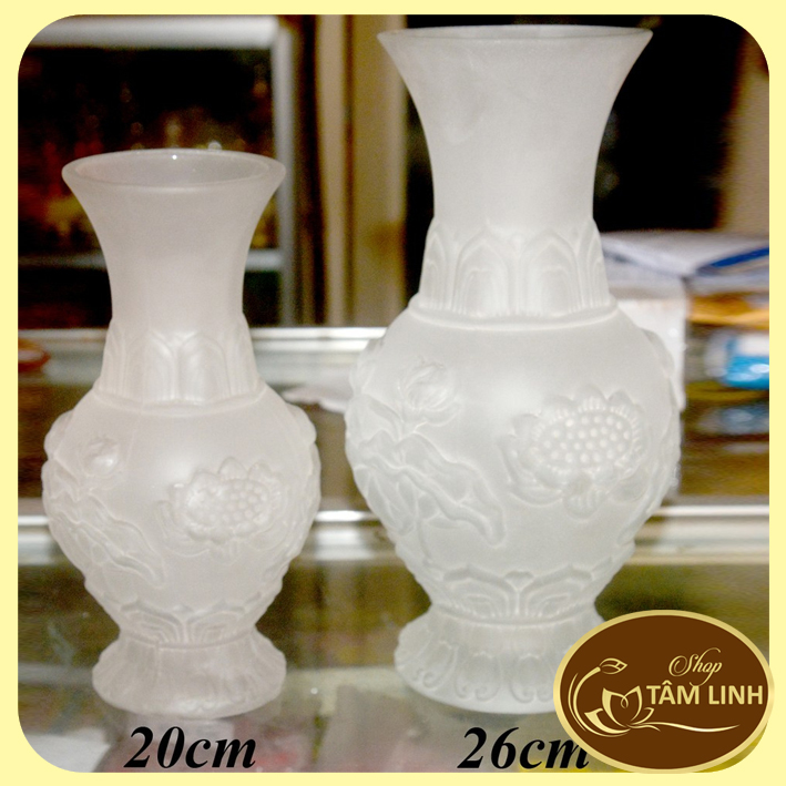 Bình hoa thờ cúng lưu ly trắng - nhiều sise