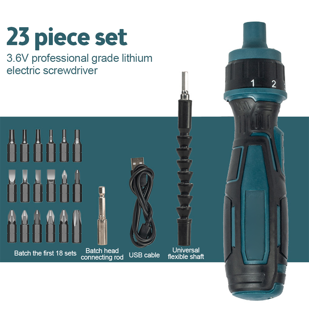 DIPPRUN Mini Electrical Screwdriver Power Tools 3.6v Rechargeable Multifucntion Cordless Power Drill With 23pcs Bits Kits Set Household, Usb Charge