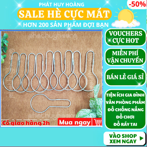 Combo 100 móc treo hàng hóa kim loại tiện dụng giá rẻ ✓ Phát Huy Hoàng