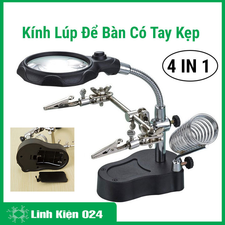 Kính lúp để bàn MG16126 có tay kẹp có đèn led 4 trong 1 hàn mạch điện tử