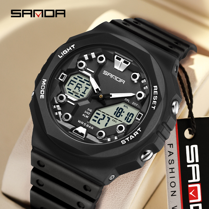 Sanda Large Dial Multifunctional Trendy Urban Outdoor Waterproof Sports Men's Watch SD6200-2.