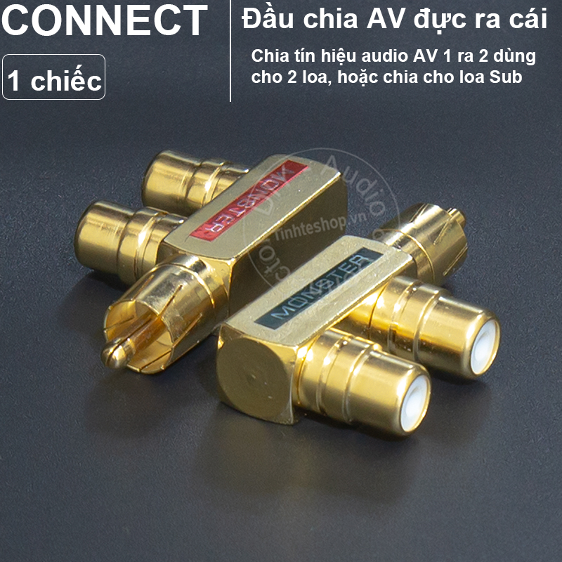 1PCS - RCA splitter 1 in 2 out gold 24K