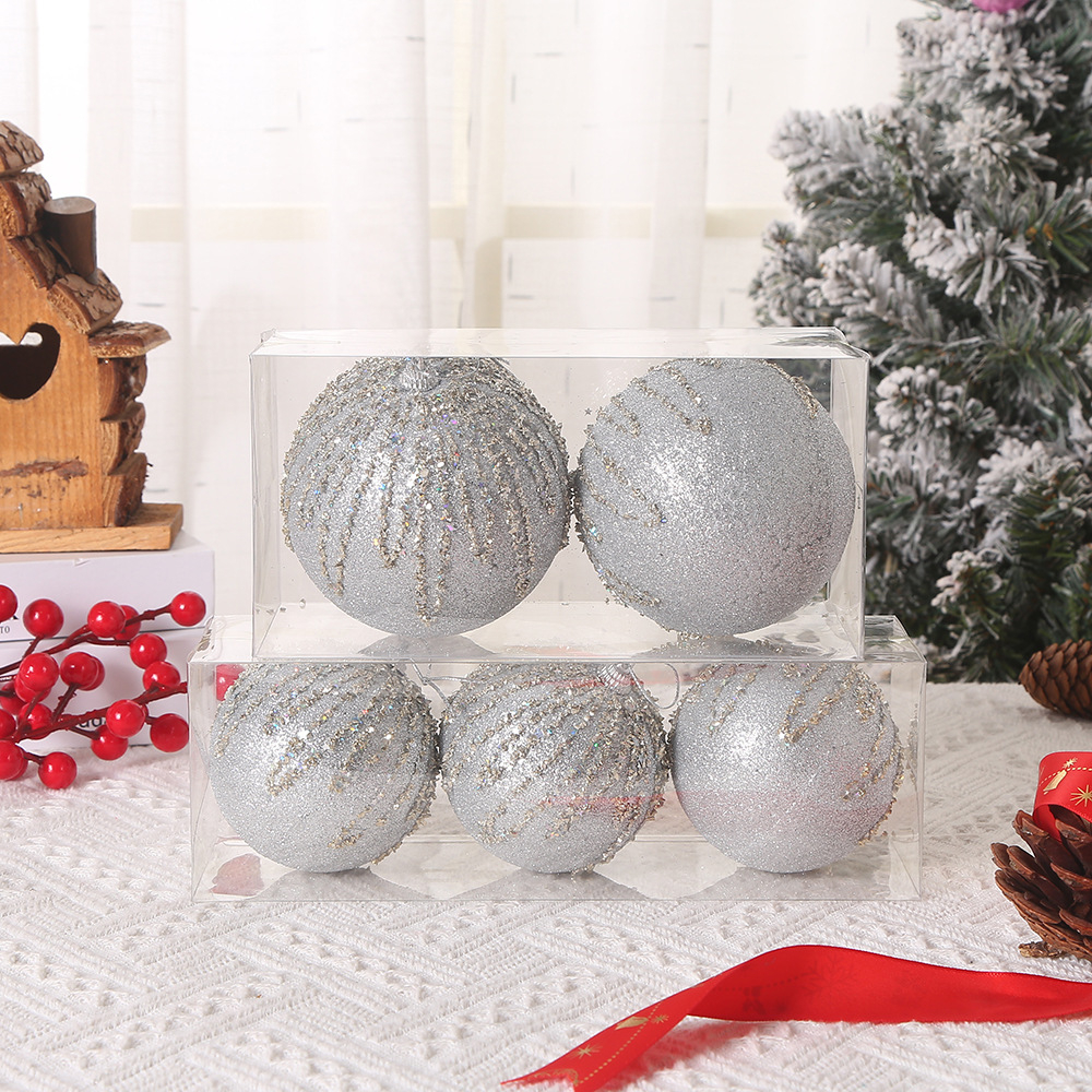 Set quả châu xốp e67 8cm, 10cm trang trí cây thông noel nhiều màu