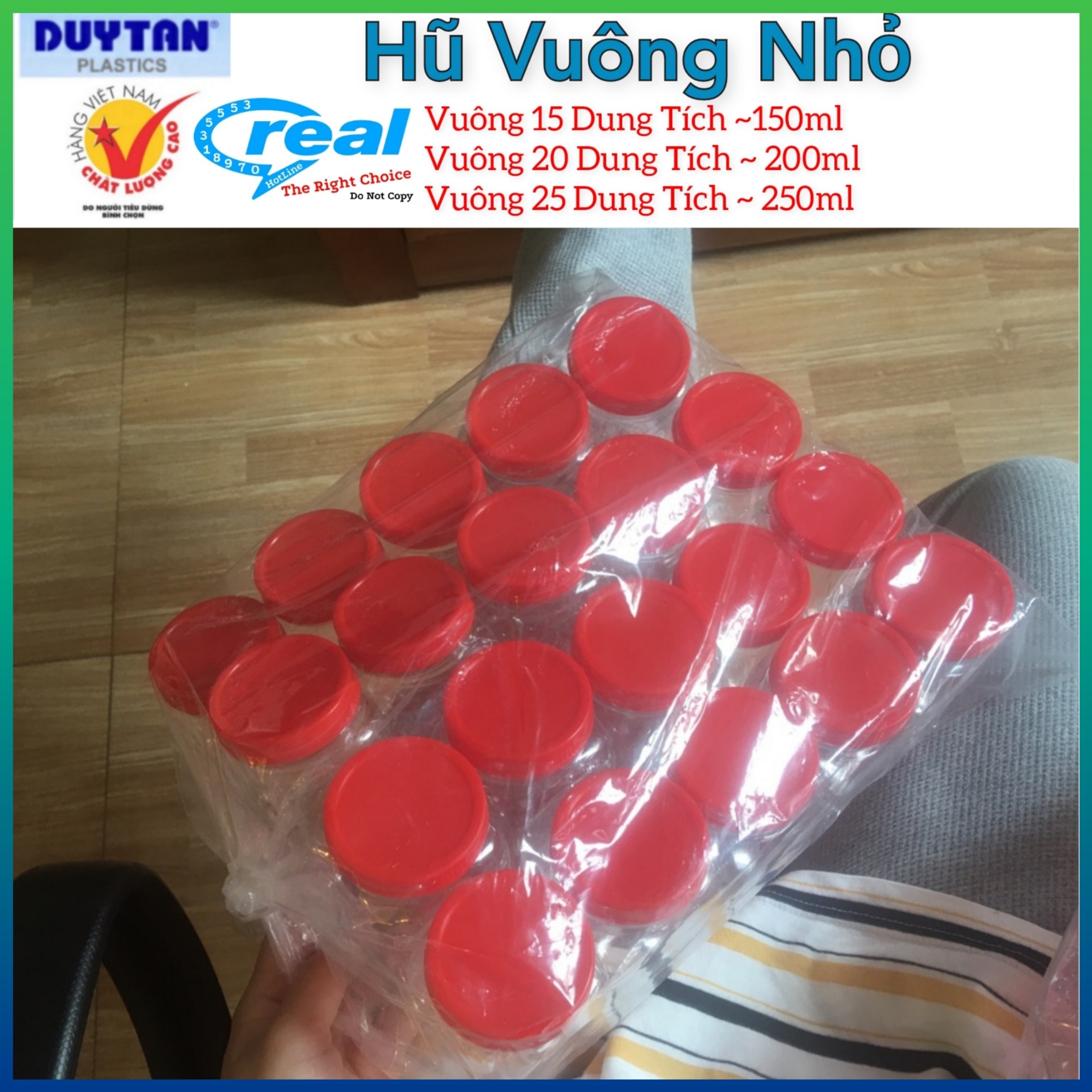 Combo 24 hủ nhựa nhỏ nắp đỏ muối tôm 15/20/25