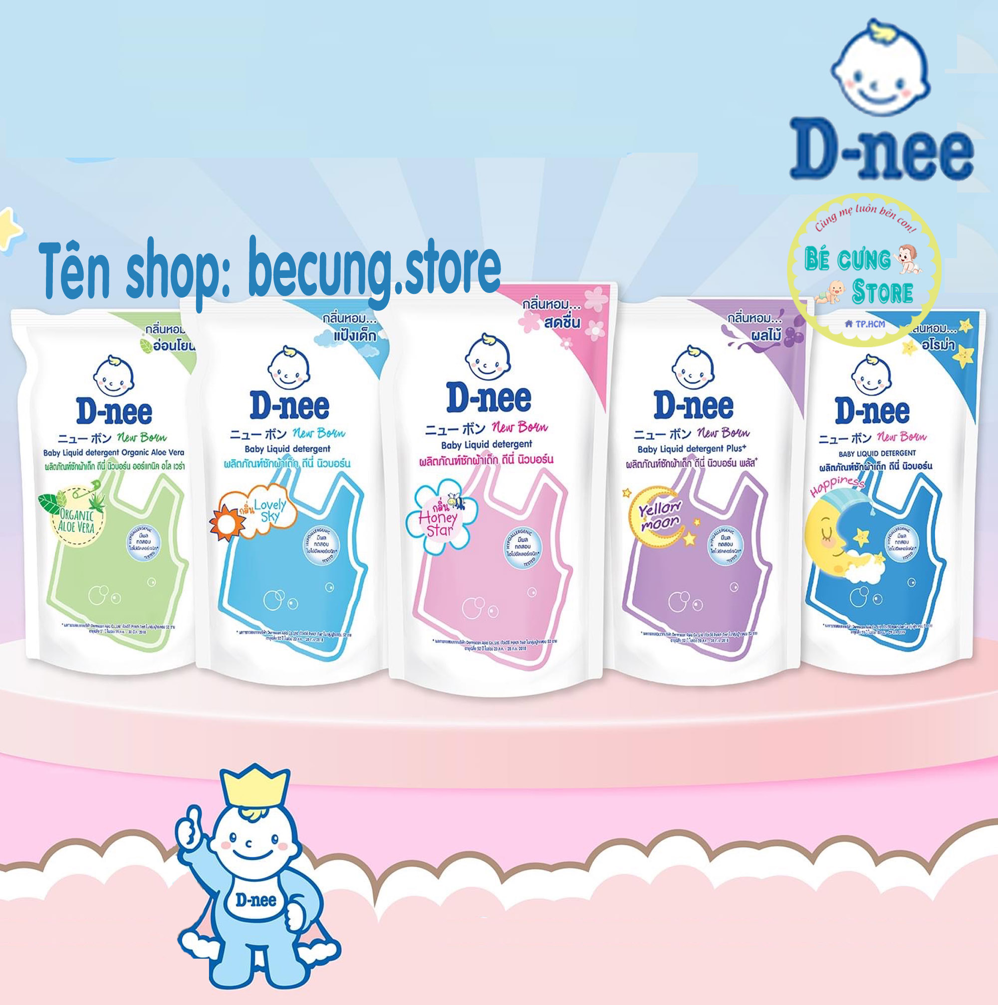[Túi 600ml]- Nước giặt xả Dnee Thái Lan túi 600ml.