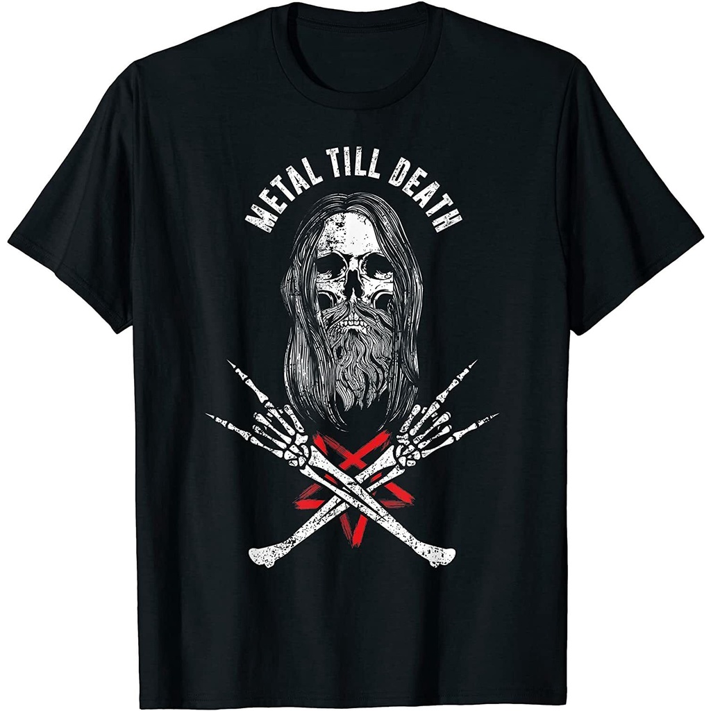Rock Heavy Metal Till Death - Bearded Skull T-Shirt