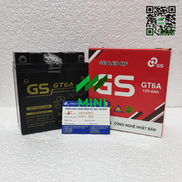 Bình ắc quy khô GS GT6A (12V-6Ah)