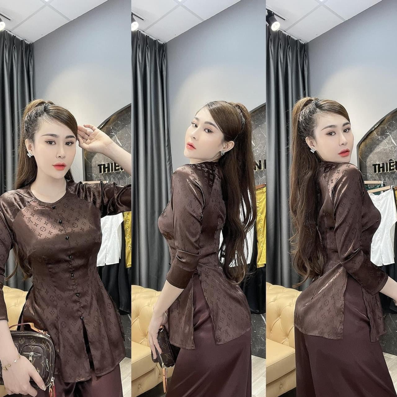 ÁO BÀ BA GẤM IN CHỮ L.V