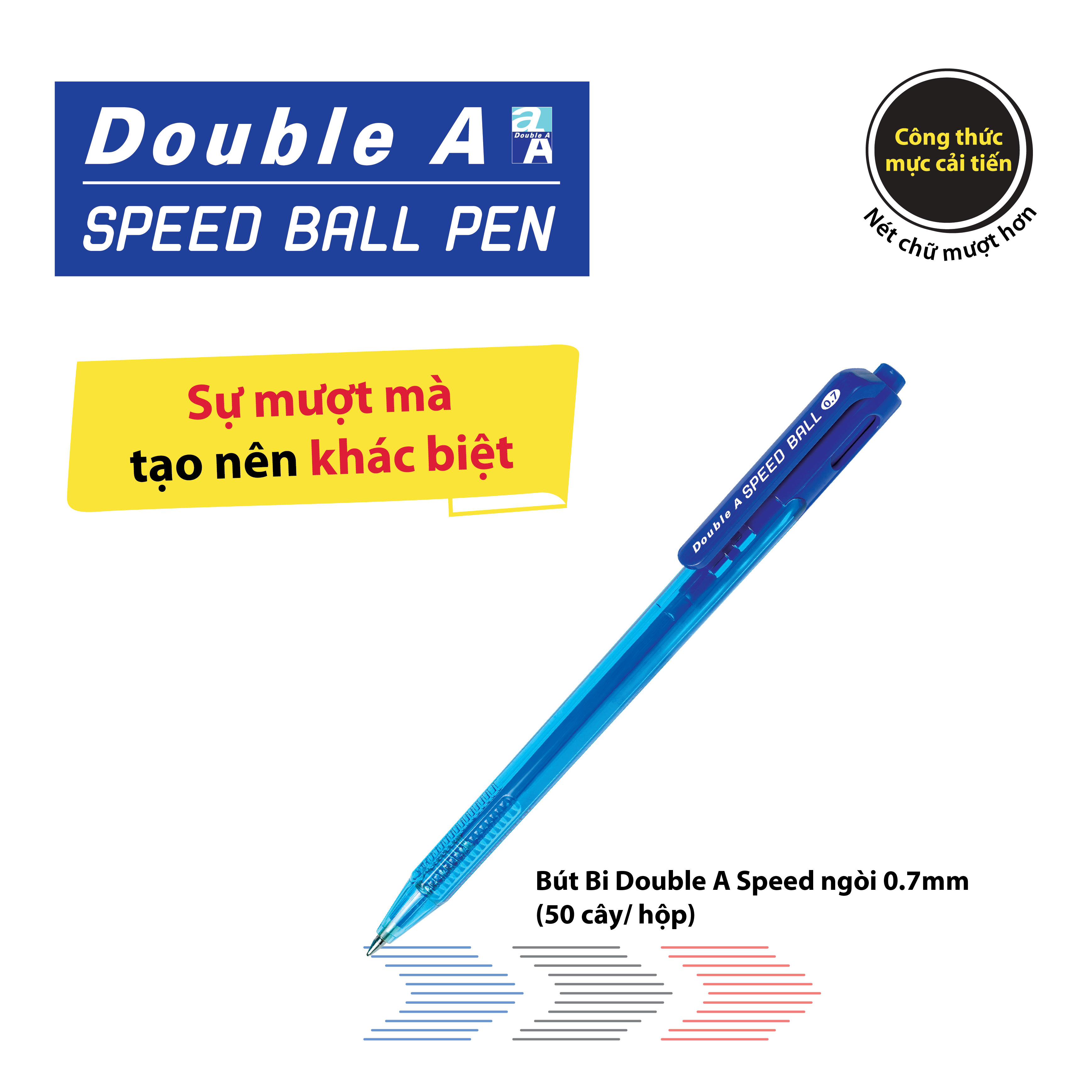 Hộp bút bi Double A Speed ngòi 0.7mm (12 cây)