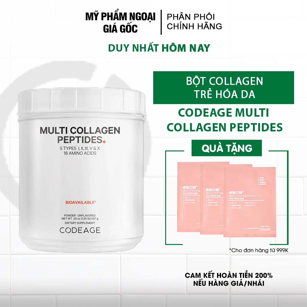 Bột collagen tổng hợp giúp trẻ hóa da Codeage Hydrolyzed Multi Collagen Peptides 567g
