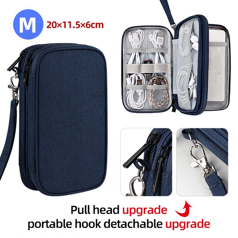 Double Layer Travel Organizer Portable Cable Storage Pouch Gadget Bag Waterproof