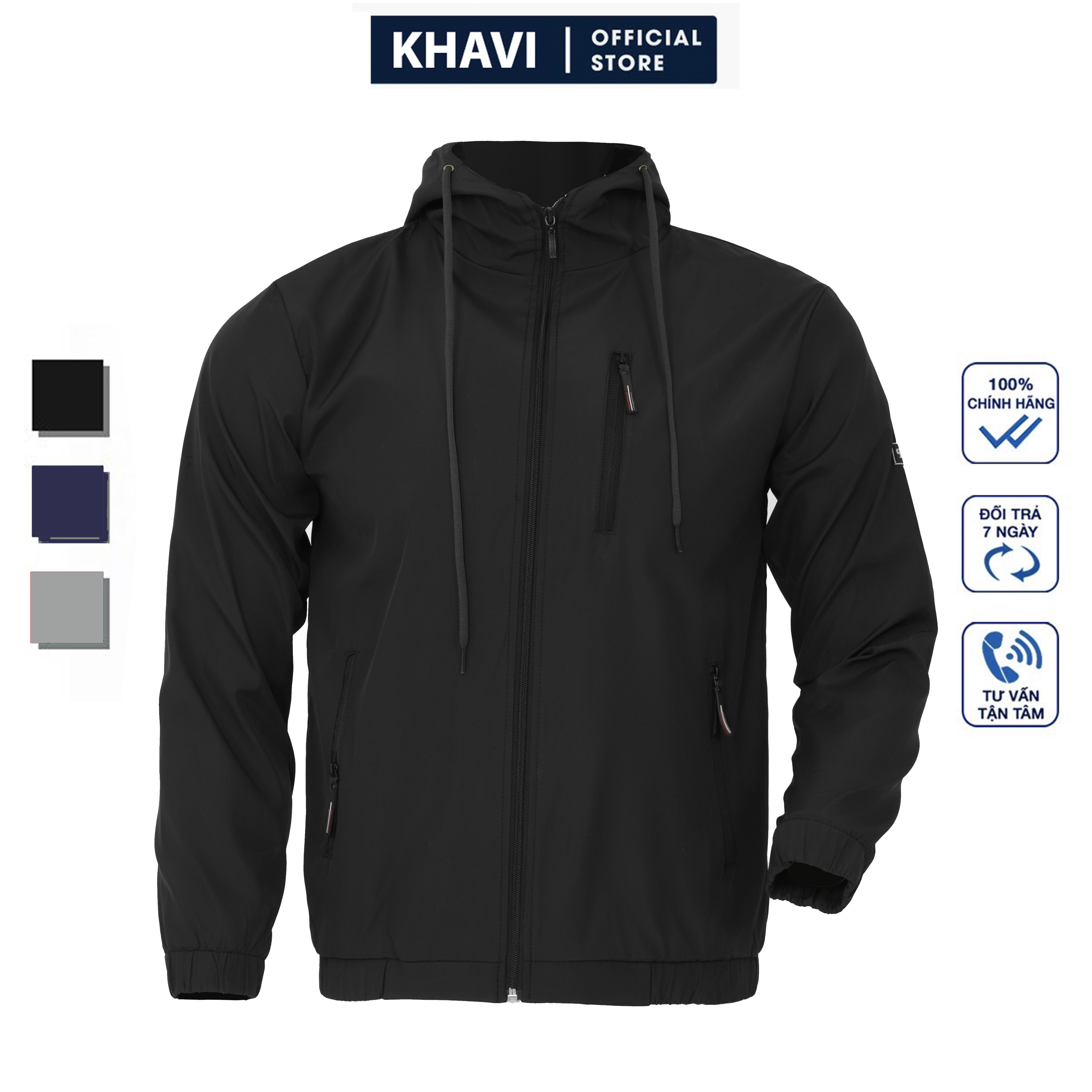 Áo Khoác dù nam có nón hàn quốc KHAVI NB19 (xám)