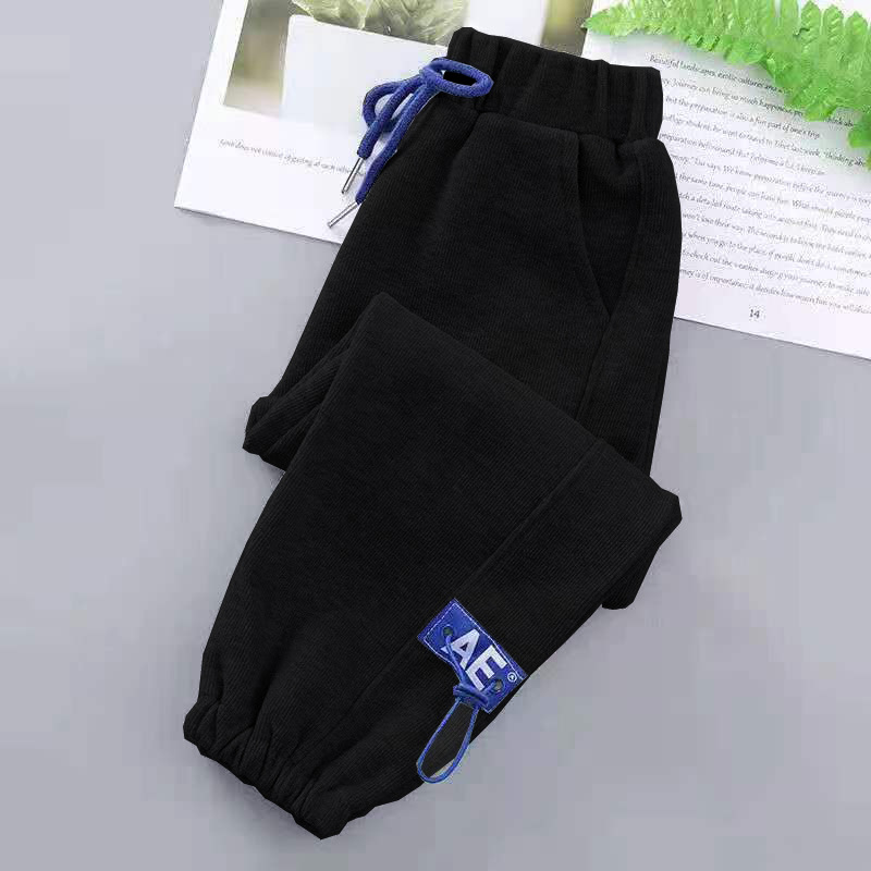 AMILA Sports pants for boys and girls, thickened pants for autumn and winter, children's loose and casual all-in-one fleece sweatpants