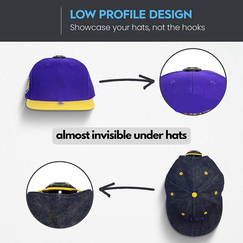Modern JP Adhesive Hat Hooks for Wall-Hat Rack for Baseball Caps, Minimalist Hat Display