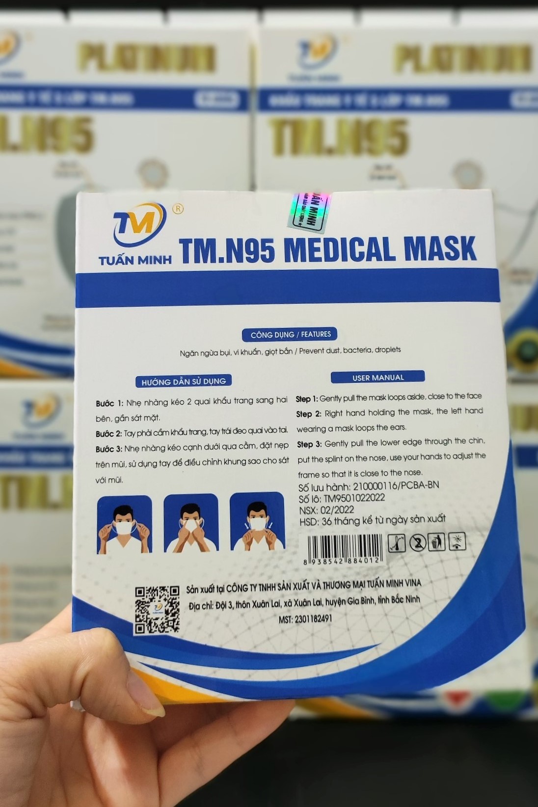 KHẨU TRANG 6D TM.N95 PLATINUM 5 LỚP (HỘP 10 CÁI)