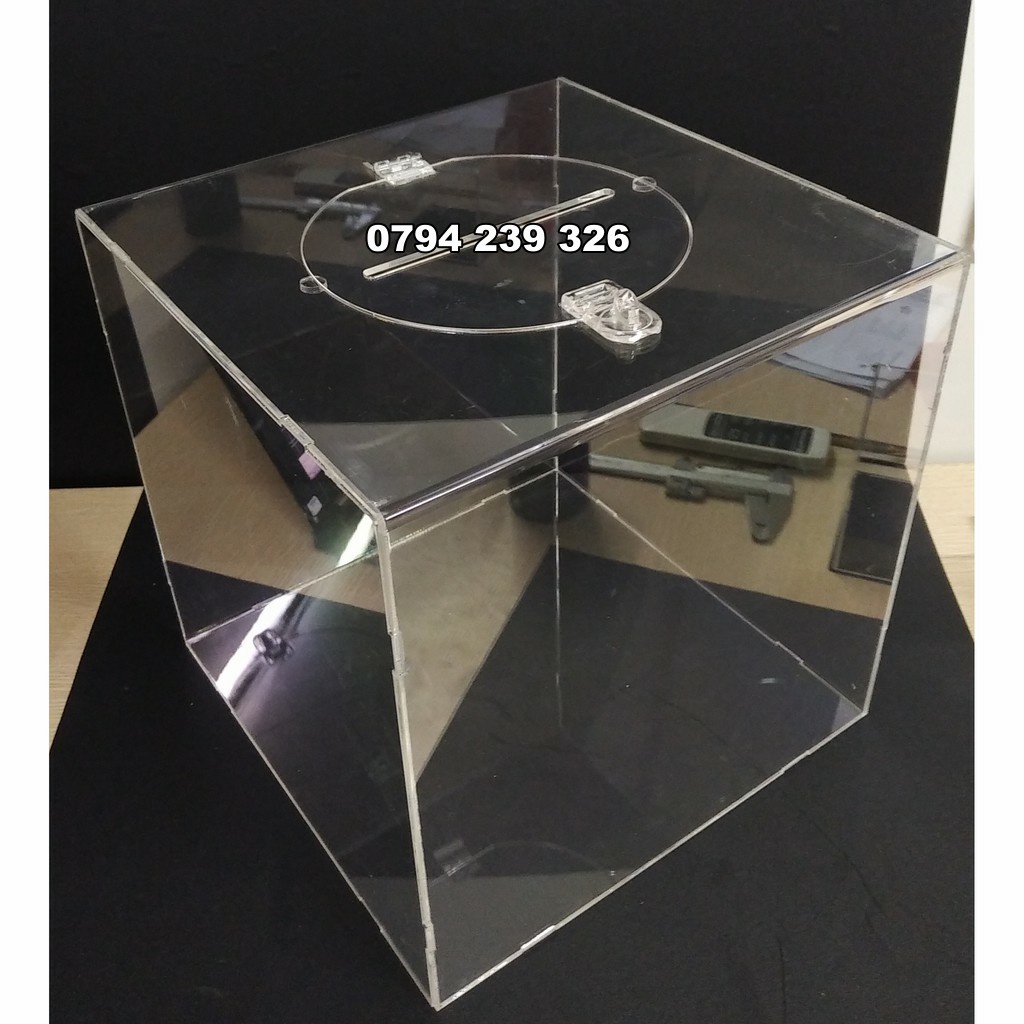 Thùng phiếu mica trong, hộp phiếu mica bốc thăm