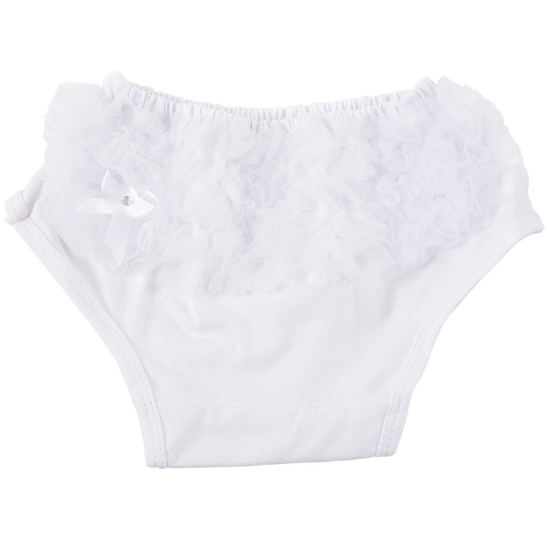 White Baby Girl Ruffle Bloomers Panties Diaper Cover Image S thumbnail