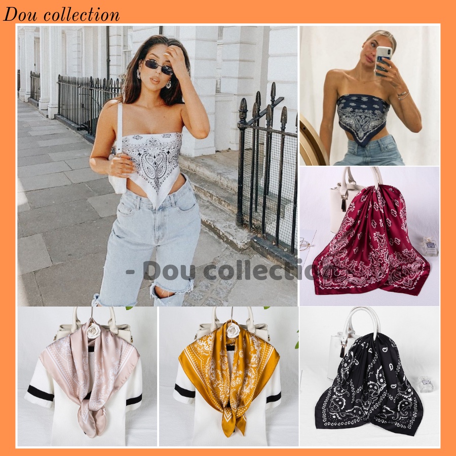 Khăn Bandana Lụa (Khăn Turban) Làm Áo Bikini Chât Liệu Chiffon - 70x70cm - Mã B005