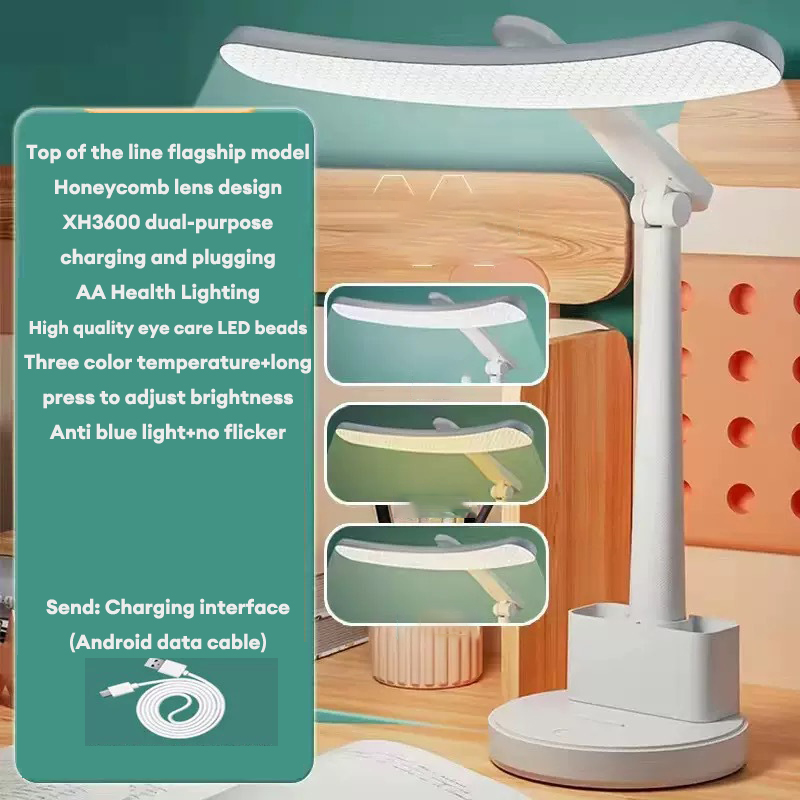 New LED Curved Table Lamp Student Learning Xi Eye Protection Special Dormitory Folding Plug-in Bedside Reading Night Light