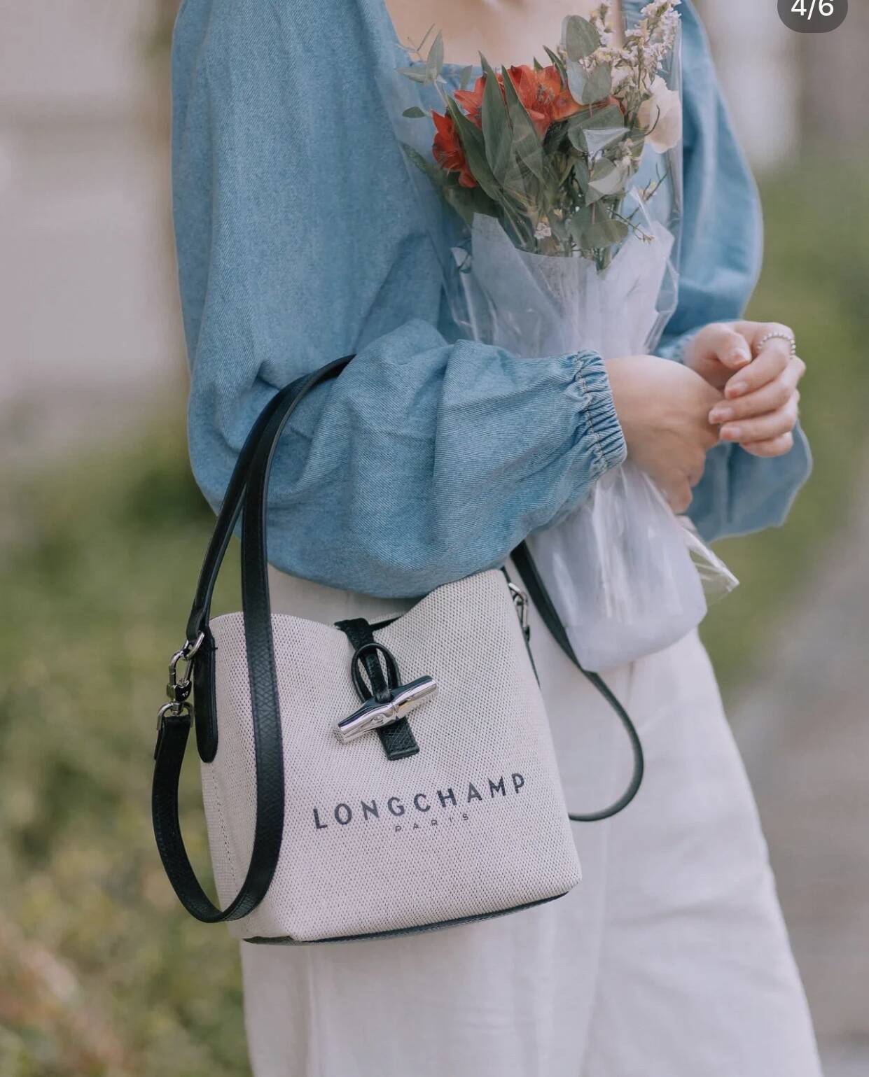 Longchamp Roseau Logo Bucket Bag