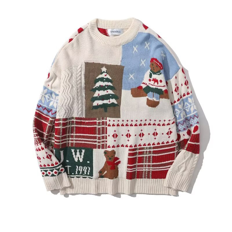 VUNC christmas sweater men's winter warm knit ins hong kong style loose couple top