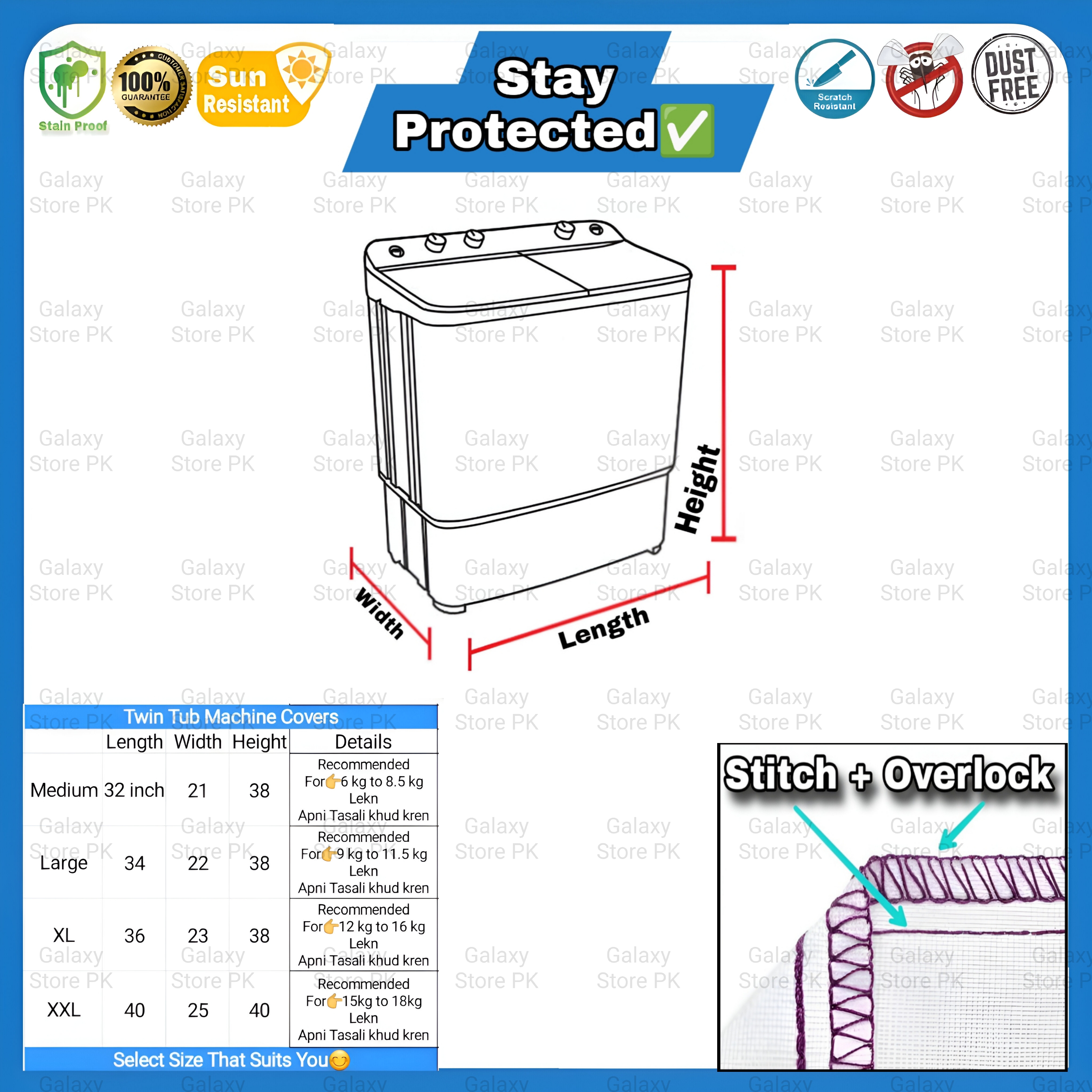 Washing Machine Cover Hitachi Super Asia Toshiba Samsung Kenwood Dawlance Twin Tub jackpot ittefaq Anex Indus West Point Diamond Asia Gaba Eco Star Boss kingson Top Load Front Fully Automatic Car with dryer prices in pakistan repair reviews TWIN Tub. 