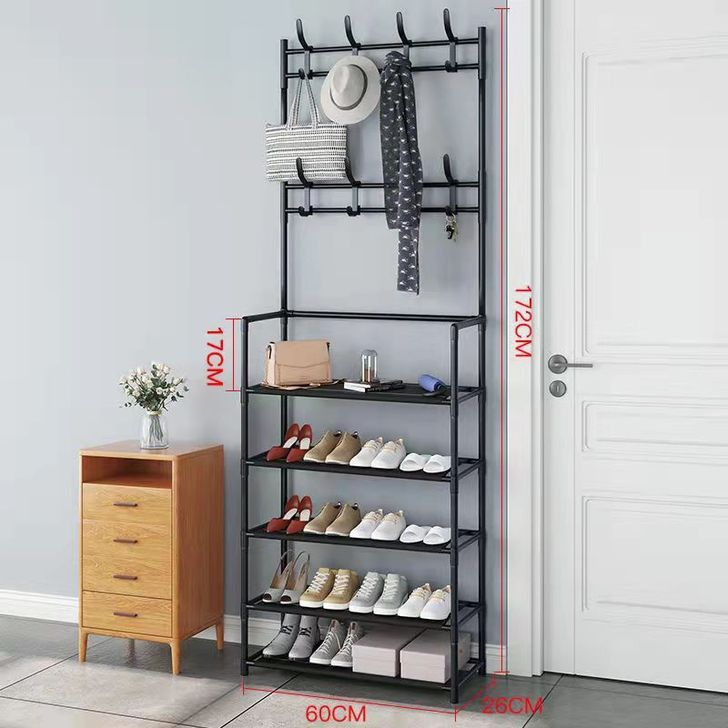 5 Layer Multifunctional Shoe Rack Organizer Simple Floor Coat Rack Shoe