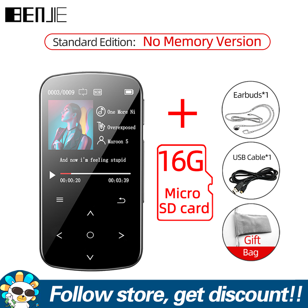 BENJIE M9บลูทูธ5.2 MP3 Mini กลับการออกแบบคลิปเครื่องเล่นเพลงกีฬาหน้าจอ
