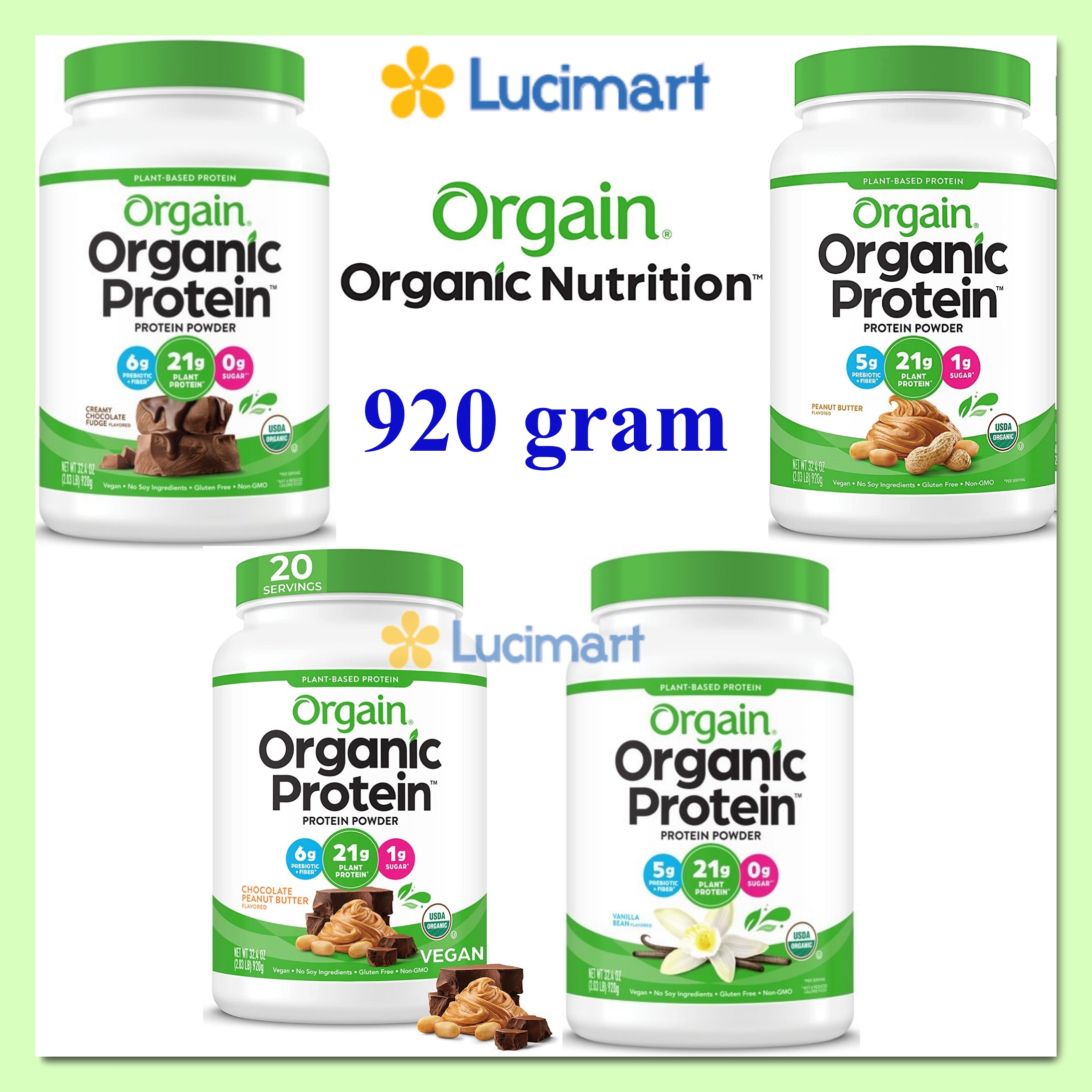 Bột đạm thực vật hữu cơ Orgain Organic Protein Plant Based Protein Powder nhiều hương vị (920g) [Hàng Mỹ] thumbnail